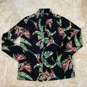 Boohoo Floral Palm Leaf Top